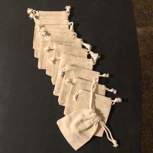 COPY - 10pc JUTE NOVELTY BAGS with COTTON CORD DRAWSTRING 3”x4”
